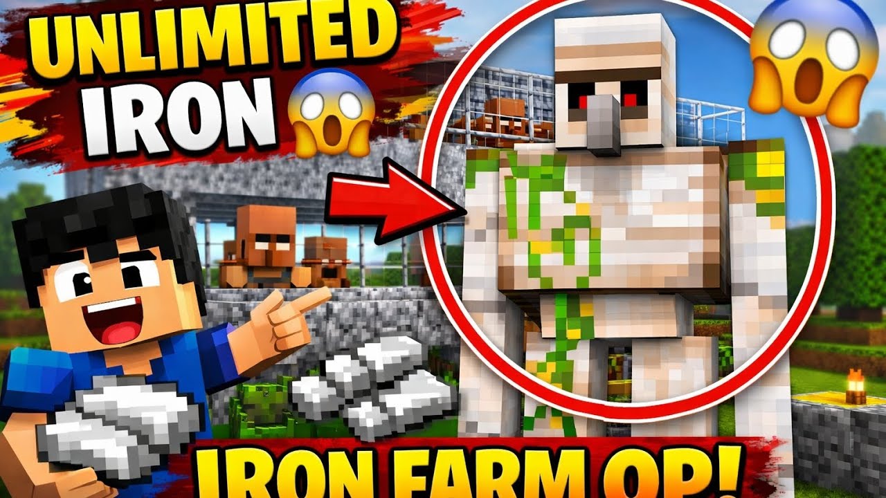 Unlimited Iron Farm in Minecraft PE 😱 | Easy Survival Iron Farm - YouTube