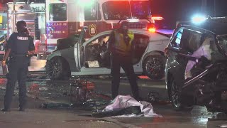 2 hospitalized after fiery two-car crash in NW Houston