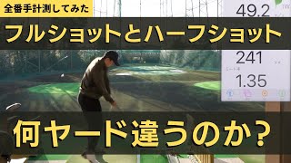 【ゴルフ練習動画】フルショットとハーフショットの距離の違いを測ってみた