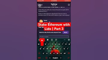 Stake Ethereum with Lido | Part 3 | Tapswap code || tapswap code Stake Ethereum with Lido | Part 3