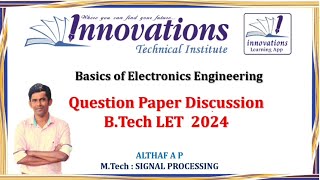B Tech LET | Electronics | Previous LET Question Discussion | LET 2024