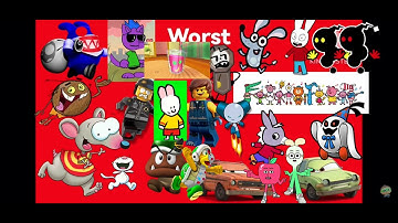 My best to worst characters list V2 (disowned for Louie cyborg bro and springy)