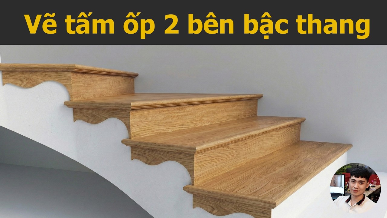 Cách vẽ tấm ốp rìa bậc cầu thang cong và thẳng trong Sketchup