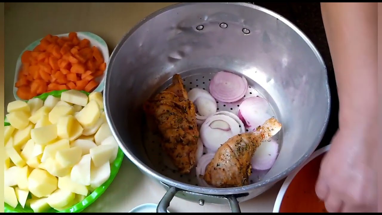 أسرع وألذ خضرة مفورة ودجاج مشرمل في الكسكاس 😋😋