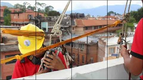Window clean in Nepal by Spider Walk Rope Access