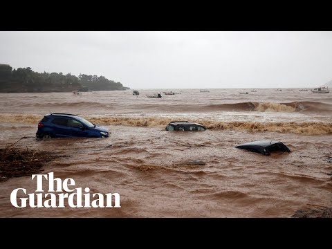 Cars swept into sea as Storm Daniel batters Greek islands