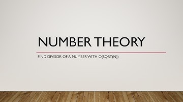 Find Divisor of a number with sqrt(n) || Number Theory