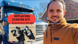 How To Replace A Freightliner Cascadia DD15 Starter DIY (DETAILED STEP BY STEP VIDEO)