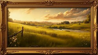 The Valley Farm — Rolling Green Meadows, a Stream & Golden Summer Sky | 6 hours | Framed Reverie