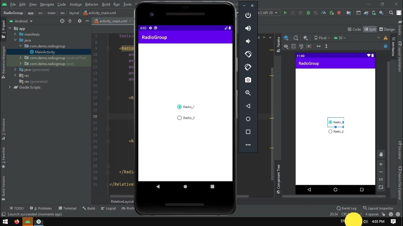 Radio Group with radio buttons in android studio YouTube