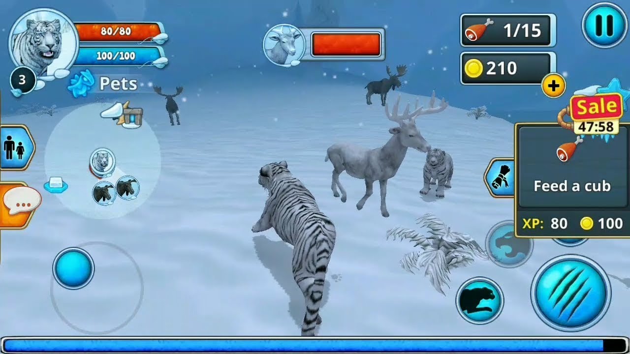 White Tiger Family Sim Online - Tiger Vs Wolf, Fox, Deer Animal Simulator Android Gameplay #2