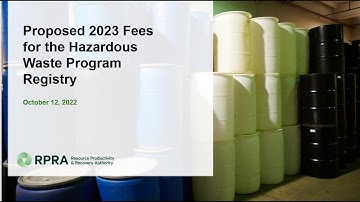 Proposed 2023 Fees for the Hazardous Waste Program Registry- Session 1