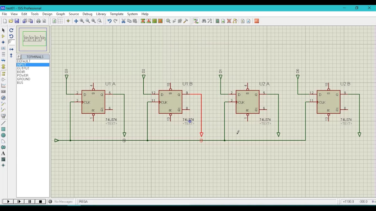 4-bit Register In proteus - YouTube 8 bit multiplier circuit diagram 