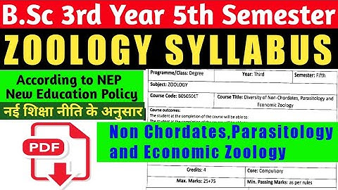 BSc 3rd Year 5th Semester Zoology Syllabus//Zoology Syllabus BSc 5th sem//Zoology Syllabus 3rd Year