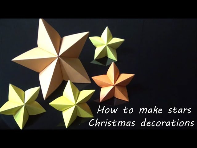 (Origami・copy paper）Christmas decorations　stars【DIY】（折り紙・コピー用紙）クリスマス飾り　星の作り方