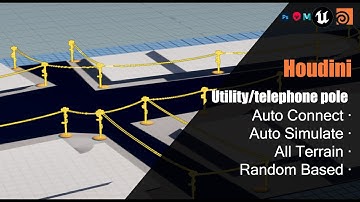 Houdini to UE5 Dynamic Utility Pole/Telephone Pole Net Generator for Game Dev