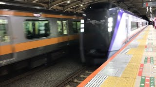 【E353】特急あずさ60号新宿行武蔵境駅通過 2024/01/15 22:33 Limited Express Azusa #e353 #特急あずさ #Express #rapid #railway