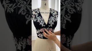 Making a long sleeves floral black evening dress #dress #sewing #weddingdress #custommade #fashion