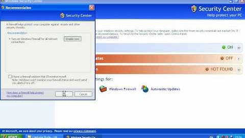 Using Windows Security center on XP Home or Professional