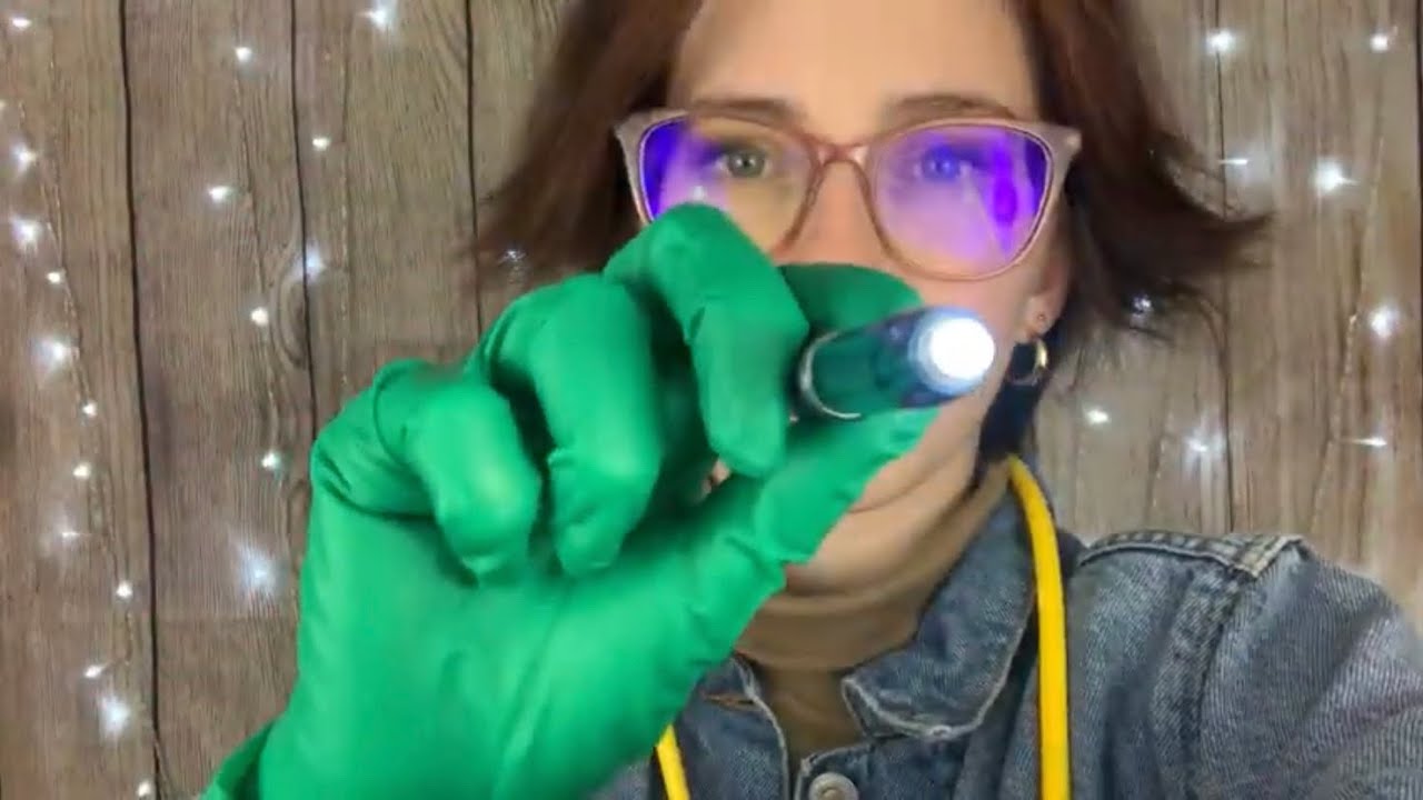 ASMR// Fast cranial nerve exam// Gloves+ light+ hand movements+ soft ...