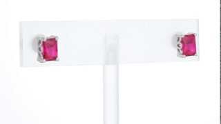 2.5 cts Radiant Cut Ruby Sterling Silver Earrings SE8060 by Peora Jewelry