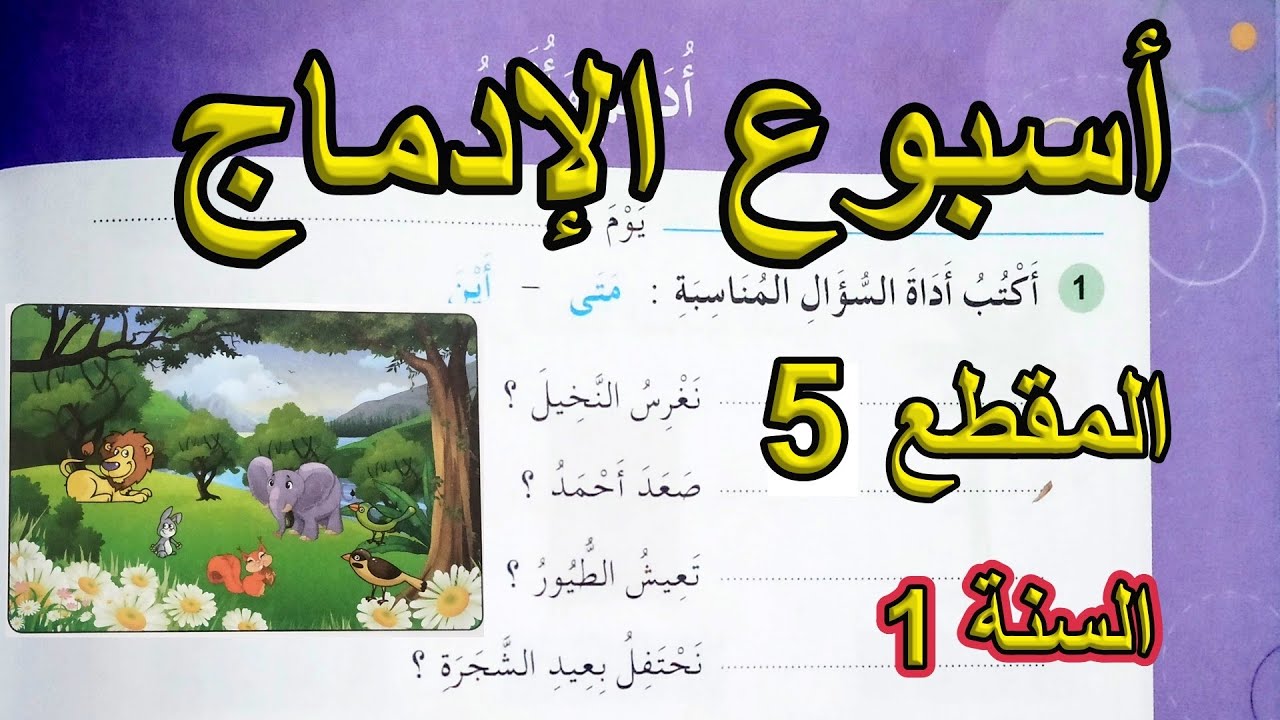 أسبوع الإدماج المقطع 5 الصيغ والتعبير الشفهي السنة الأولى ابتدائي