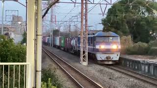 【長編成!6両目コキ73-3有り!ジョイント音最高!】JR貨物EF210形100番台114号機(新塗装)+コキ23両が川崎新町駅を通過!