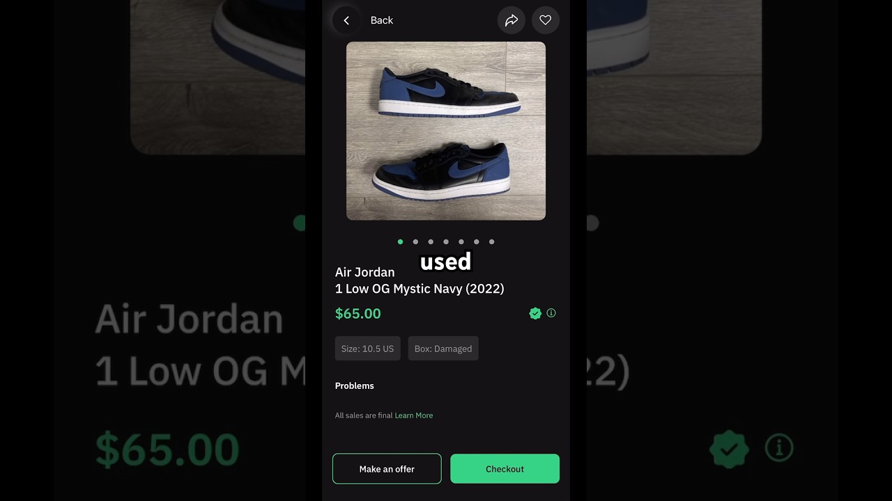 Jordan 1 Mystic Navy new vs used 