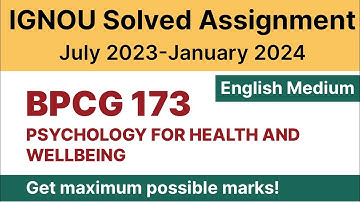 IGNOU BPCG 173 Solved Assignment 2023-24 PDF Download | English Medium | Vidyamojo