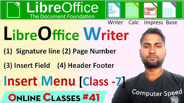 libreoffice writer | signature line | page number | field in writer |header and footer | vk sir |cs|