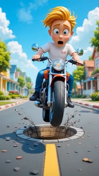 PANDA AND BROTHER FIX THE BROKEN ROAD 🌈🛵🚙👮♂️😂 #pets #funny #viralvideo #cartoon #shorts