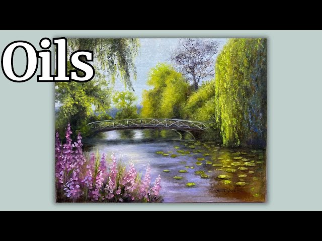 Weeping Willow Bridge: Cobra Water Mixable Oils Landscape