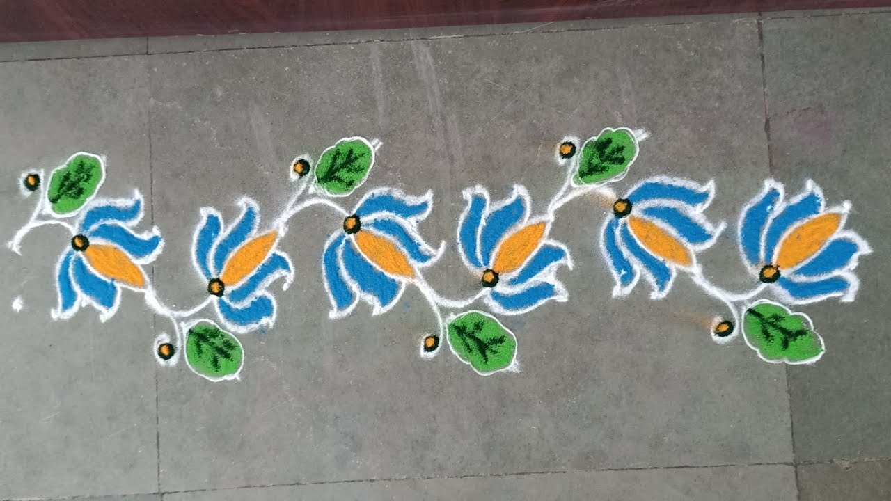 Very Good Border Rangoli Dotdesign..2*13 Dots.. Simple Rangoli ️ - YouTube
