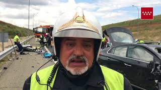 18.5.18. Choque frontal M-50. Paracuellos. El trabajo de Bomberos CM