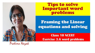 IMPORTANT QUESTIONS MATHS | LINEAR EQUATIONS | CLASS 10 | WORD PROBLEMS | NCERT EXERCISE 3.6 |