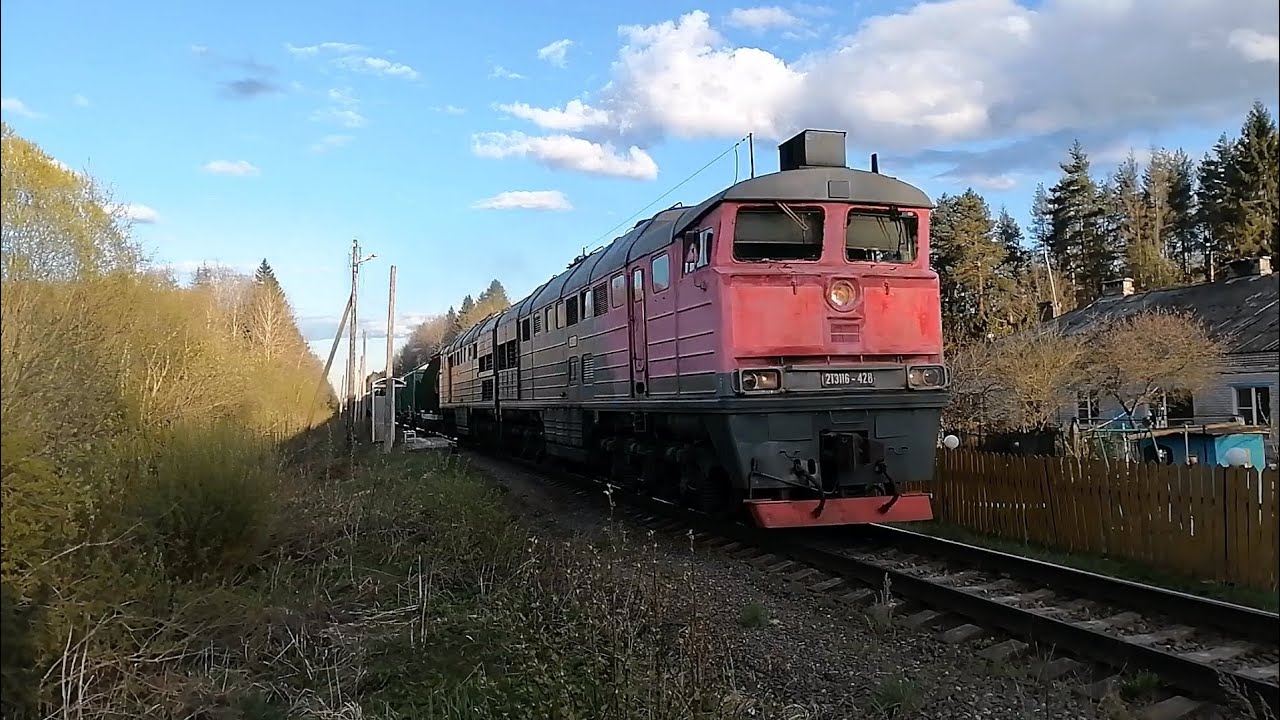 Самый старый стошик на ОКТ. жд! Высокобуферный стошик! Тепловоз 2ТЭ116-428 с грузовым поездом