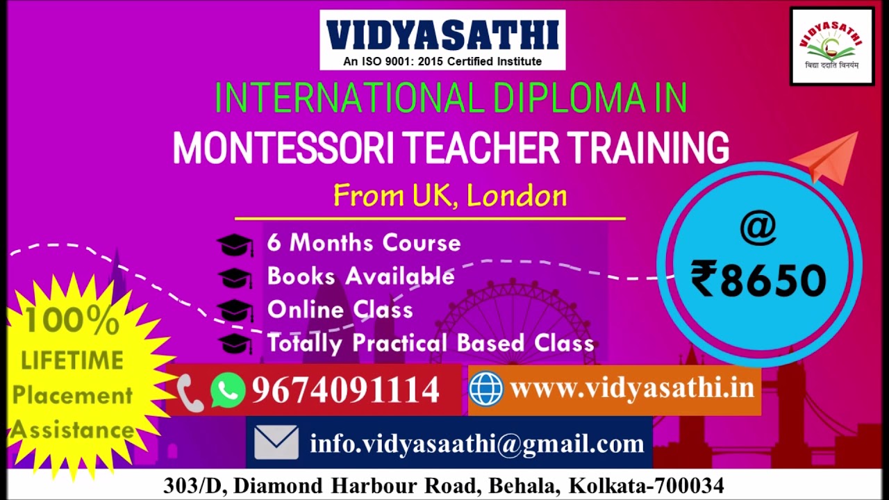 International Diploma  Montessori Teacher Training  UK London  Vidyasathi