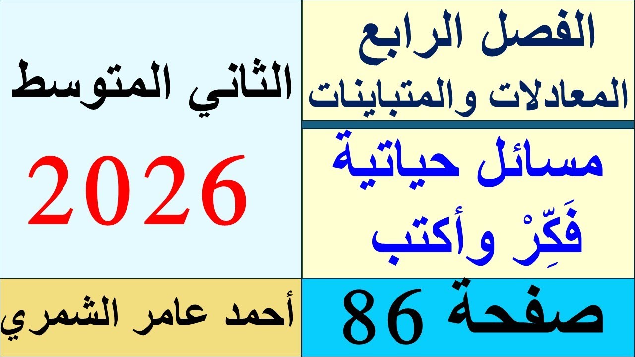 حل رياضيات الثاني المتوسط صفحة 86 / مسائل حياتية و فكر و اكتب / الفصل الرابع