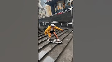 The fastest way down a big stair set! #skimboarding
