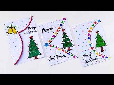 3 Easy & Beautiful white paper christmas Card making, DIY Merry Christmas  greeting card