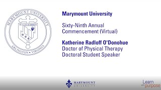Marymount University 2020 Commencement - Doctoral Student Speaker, Katherine O'Donohue