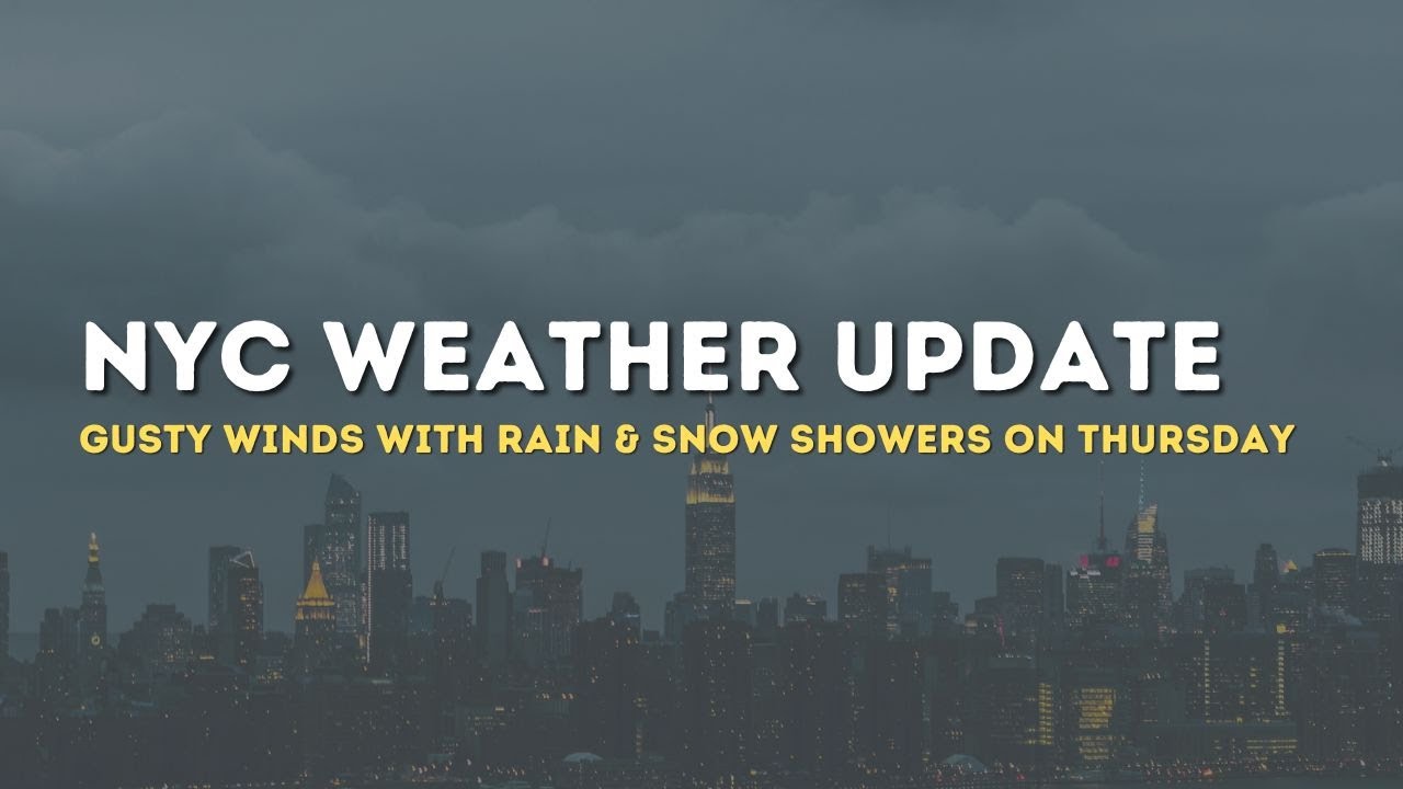 Strong winds with rain and snow showers in NYC on Thursday - YouTube