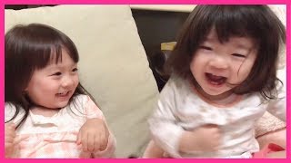 ２歳児の必見童謡熱唱シーン公開！お風呂上がりの仲良し姉妹💕【ゆうひなた】