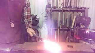 Forging a crowbar from coil spring