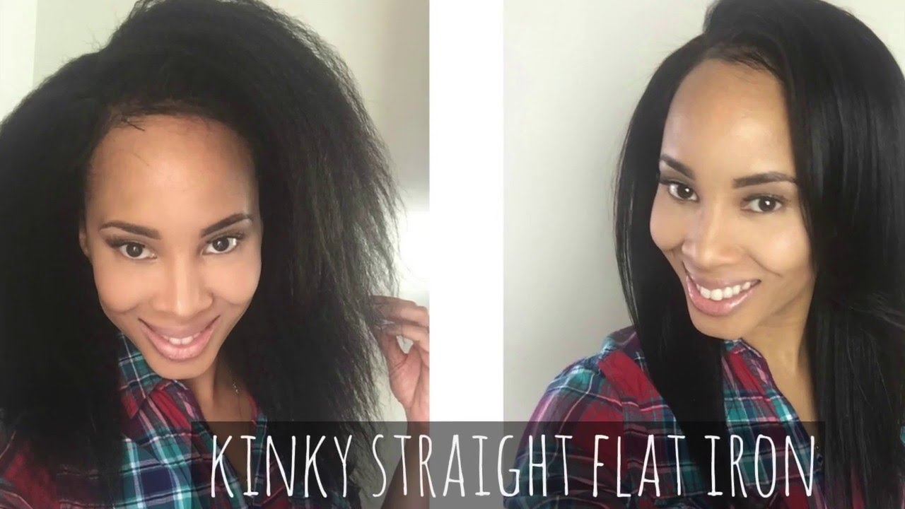 FLAT IRON KINKY STRAIGHT HAIR! ITS A WIG - YouTube