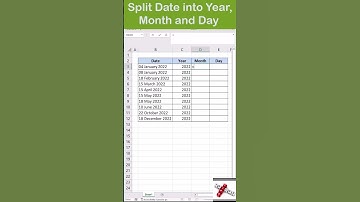How to Split Dates into Year, Month and Day in excel #shorts