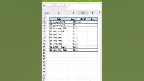 How to Split Dates into Year, Month and Day in excel #shorts