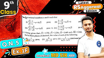 Rs Aggarwal Class 9 Chapter 1 | Exercise 1F Question number 5 | Number System | Md Sir Class 9