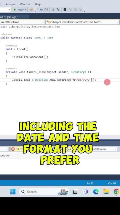 How to Display Current Date and Time in C# | #shorts - YouTube
