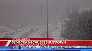 Section of I-75 South in Rockcastle County closed after 2 semi-trucks collide